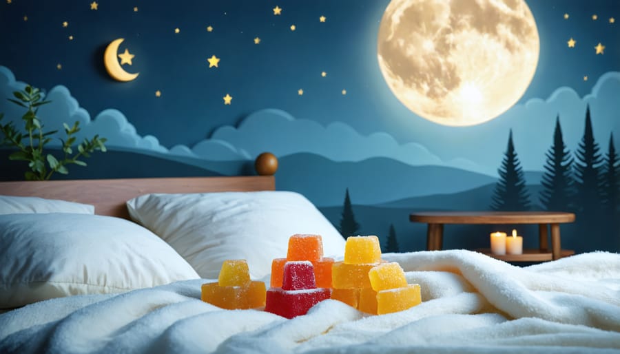 Conceptual image portraying improved sleep quality with CBD gummies